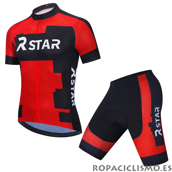 2021 Maillot R Star Tirantes Mangas Cortas Negro Rojo(1)